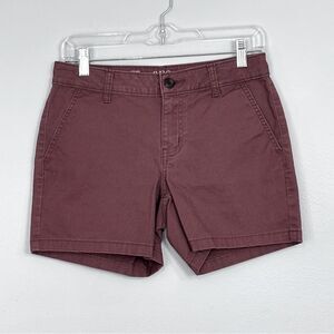 a.n.a. | Women’s Mid-Rise Chino Shorts Casual Brown Purple Size 2